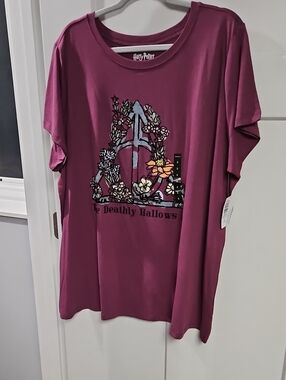 torrid Plum Floral Deathly Hallows Graphic Tee